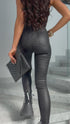 Black, BASIC imitation leather trousers "-5kg" C56-1